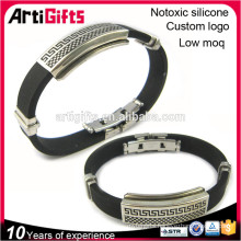 Popular mens hand silicone bracelets with metal clasp